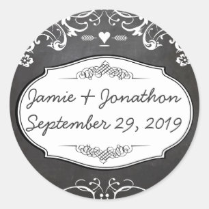 Kreidetafel-Typografie-Hochzeiten Runder Aufkleber
