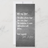 Kreidetafel-Typografie-Hochzeitsankündigung (Rückseite)