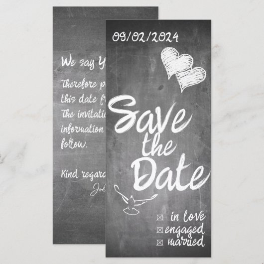 Kreidetafel-Typografie-Hochzeitsankündigung (Vorne/Hinten)