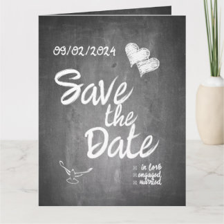 Kreidetafel-Typografie-Hochzeitsankündigung Karte