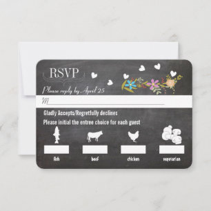 Kreidetafel Vintage Blumen Girlande Hochzeit RSVP Karte