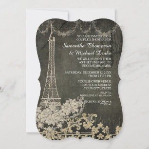 Kreidetafel Vintage Paris Pariser Paare Shower Einladung