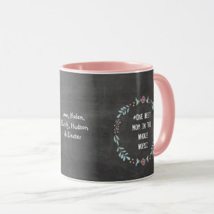 Kreidetafel Wald Blumen Girlande Kranz Beste Mutte Tasse