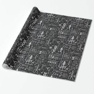 Kreidetafel-Weihnachts-Typografie-Geschenkpapier Geschenkpapier