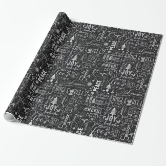 Kreidetafel-Weihnachts-Typografie-Geschenkpapier Geschenkpapier