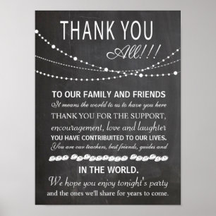 Kreidetafelplakat - Danke Hochzeitsschild - Party Poster