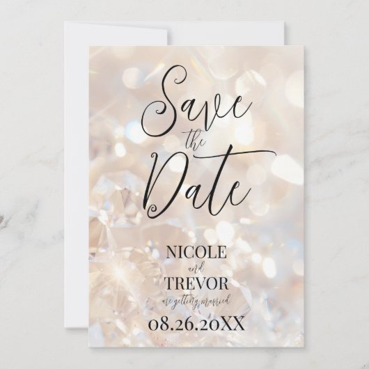 Kreieren Sie Ihre eigenen Champagner-Kristalle Save The Date (Vorderseite)