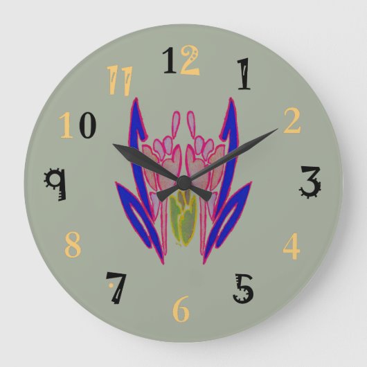 Kreieren Sie Ihre eigenen, floralen, hochwertigen Große Wanduhr (Vorderseite)