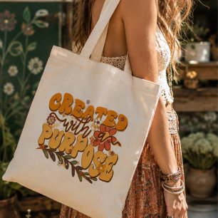 Kreiert mit einem Zweck, Boho Ästhetik, Retro Vibe Tragetasche