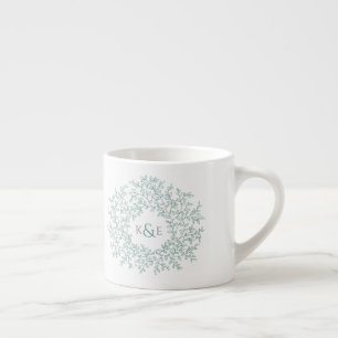 Kreis aus Blättern Hochzeitsgeschenk Monogramme Espressotasse
