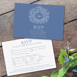 Kreis der Blätter Blaue Mahlzeit Option Hochzeit RSVP Karte