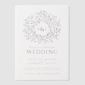 Kreis der Blätter Monogramm Hochzeit Pergament Einladungen (Vorderseite)