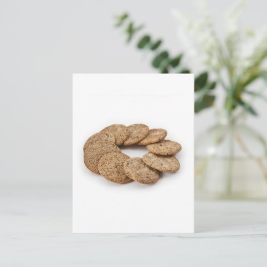 Kreis der Cookies auf weißem Hintergrund Postkarte (Stehend Vorderseite)