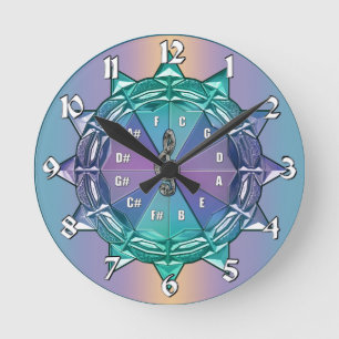Kreis der Fünftel-Mandala-Musik-Uhr Runde Wanduhr