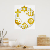 Kreis der goldenen religiösen Symbole Poster (Küche)