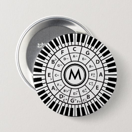 Kreis der Klaviertasten für Monogramm Button (Vorne & Hinten)
