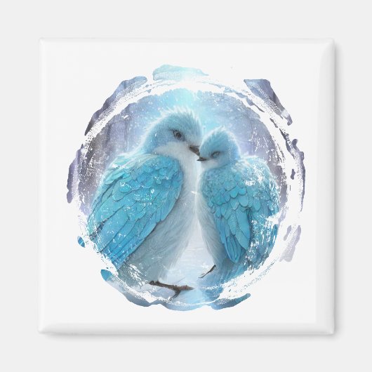 *~* Kreis der Liebesvögel AP54 Art Winter Magnet (Vorne)