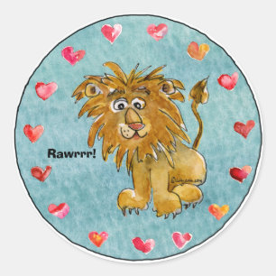 Kreis der Löwenhorn-Cartoon-Sticker Runder Aufkleber