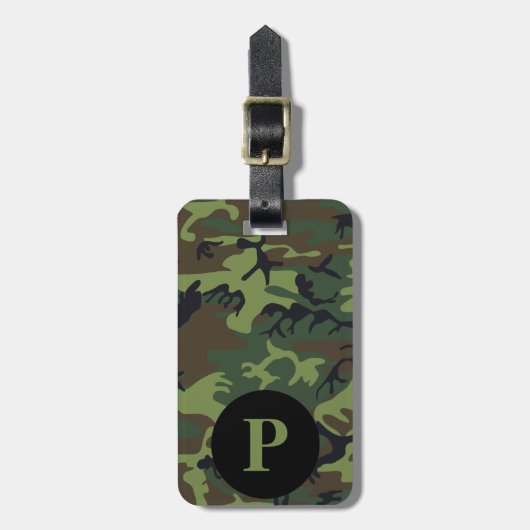 Kreis der Monogram-Green-Brown-Black-Camouflage-Ca Gepäckanhänger (Vorderseite vertikal)