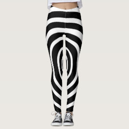 Kreis der optischen Illusion auf Schwarz-weißem Leggings