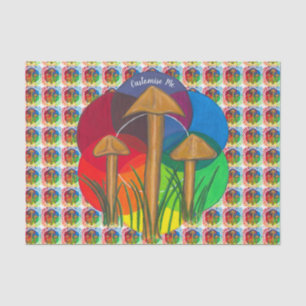 Kreis der Pilze - Acrylmalerei Seidenpapier