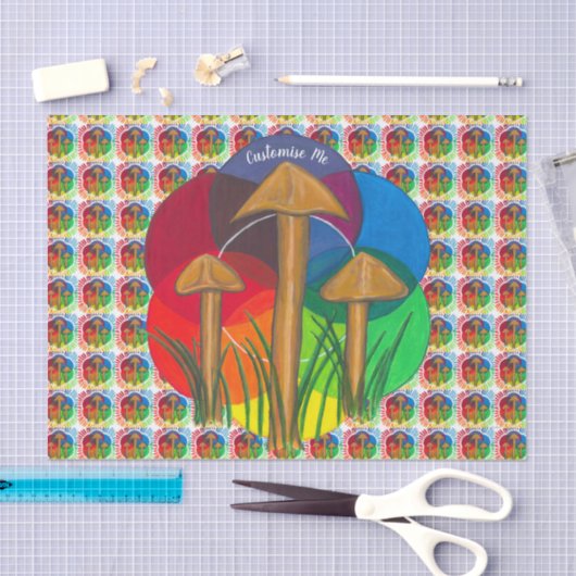 Kreis der Pilze - Acrylmalerei Seidenpapier (Handwerk)