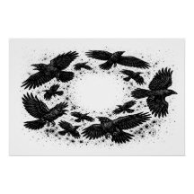 Kreis der Raben – Verängstigte Tinte Illustration