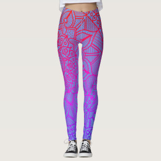Kreis des Leben-Mandala-Neons Boho Leggings