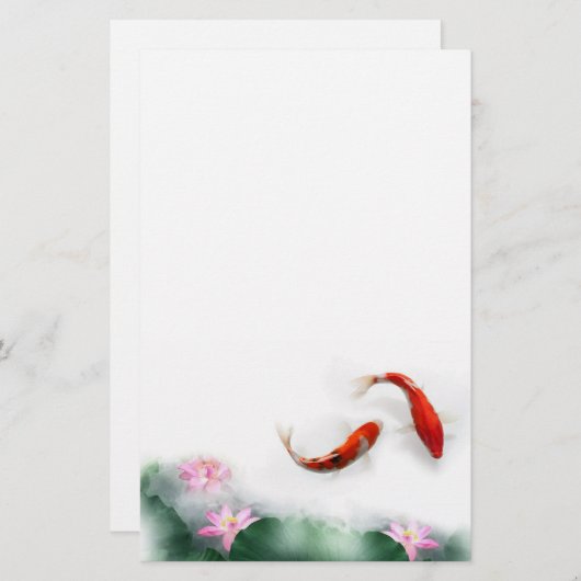 Kreis des Leben-orientalischen Zens Feng Shui Koi Briefpapier (Vorne/Hinten)