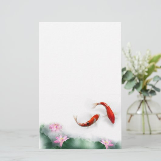 Kreis des Leben-orientalischen Zens Feng Shui Koi Briefpapier (Stehend Vorderseite)