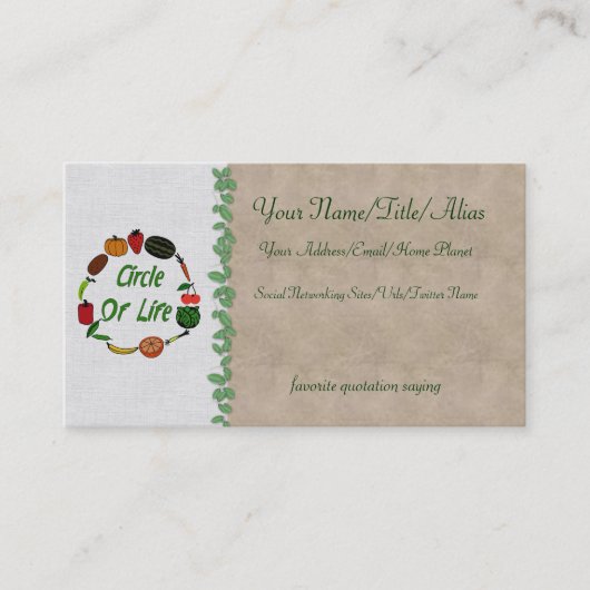 Kreis des Lebens Visitenkarte (Vorderseite)