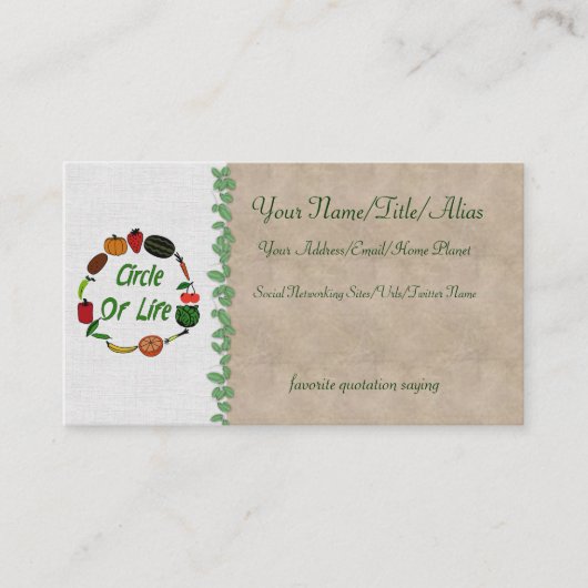 Kreis des Lebens Visitenkarte (Vorderseite)