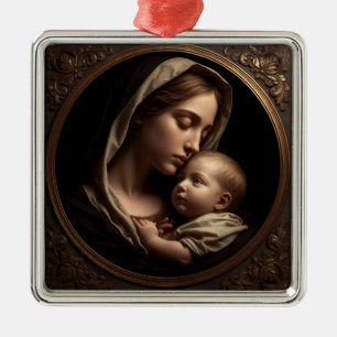 „Kreis des Lichts: Madonna und Kind“ Schmuck Metal Ornament Aus Metall