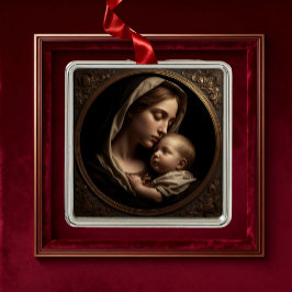 „Kreis des Lichts: Madonna und Kind“ Schmuck Ornament Aus Metall