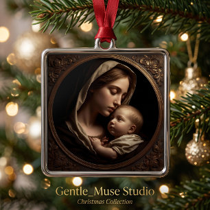 „Kreis des Lichts: Madonna und Kind“ Schmuck Ornament Aus Metall