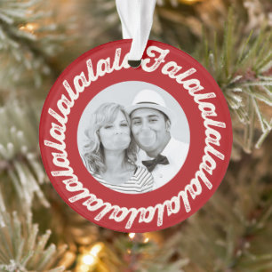 Kreis Falalalala Fett Schrift Foto Rot Weihnachten Ornament