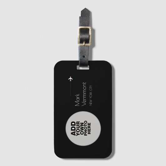 Kreis Foto schwarz & stilvoll Gepäckanhänger (Vorderseite Vertikal)