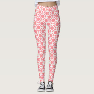 Kreis-Geometrisches Muster auf hell-korallenem Ros Leggings
