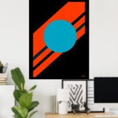 Kreis in Cyan mit orangem diagonalem Bauhaus-Desig Poster (Heimbüro)