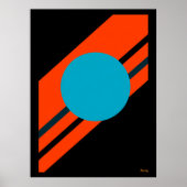 Kreis in Cyan mit orangem diagonalem Bauhaus-Desig Poster (Vorne)