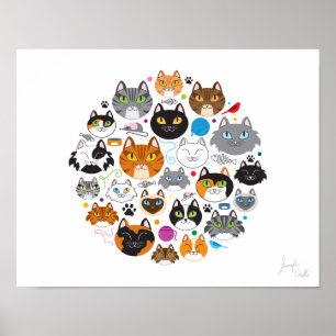 Kreis Katzen 11x14 Poster