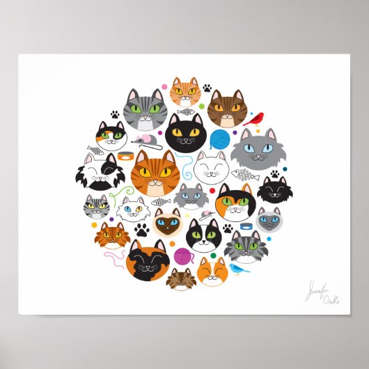 Kreis Katzen 11x14 Poster (Vorne)