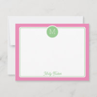 Kreis-Monogramm-Initial Preppy Pink Grün