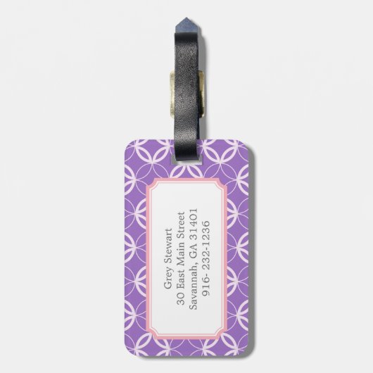 Kreis-Mustermonogramm der schicken Orchidee Gepäckanhänger (Rückseite vertikal)