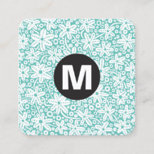 Kreis-Punkt-Monogramm - Blumen - Türkis
