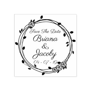 Kreis-romantische Rosen Save the Date Gummistempel
