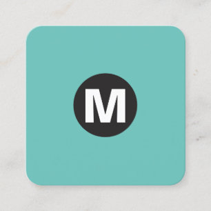 Kreis-Stellen-Monogramm - Aqua Quadratische Visitenkarte