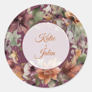 Kreis-Sticker mit Blumendesign und individuellem N Runder Aufkleber