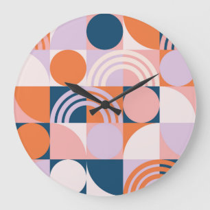 Kreis-Streifen im Mid-Century-Stil: Geometrisches  Große Wanduhr