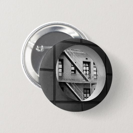 Kreis u. Linien Architektur-Schwarzweiss-Foto Button (Vorne & Hinten)